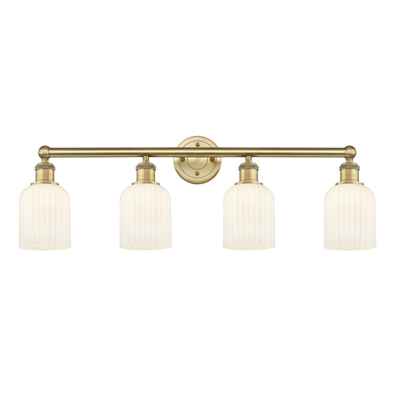 Fiennes 4 - Light Dimmable Vanity Light, Brushed Brass, White