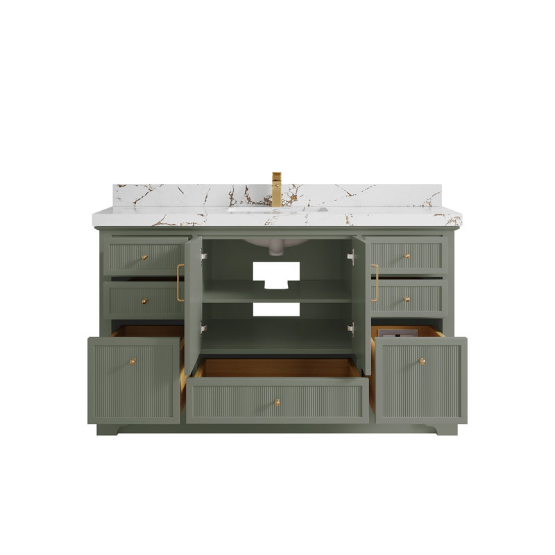 Alys 60'' Single Bathroom Vanity with Top, Viola Brown