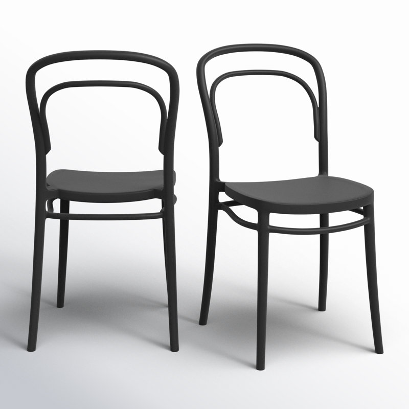 Farrah Stacking Patio Dining Side Chair, Black