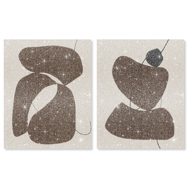 Balanced Stones Set Canvas Abstract Print by Oliver Gal, Black Frame, 16 x 20, 30"H x 36"W, Gallery Wrapped