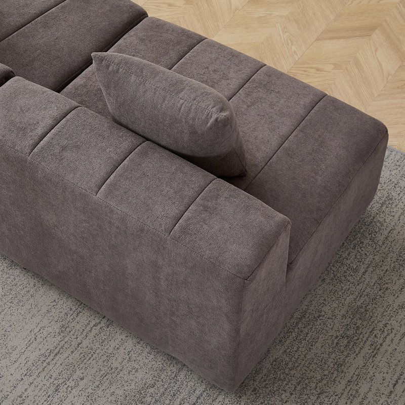 Daijha Boneless Modular Compression Sectional Sofa with Soft Upholstery, Gray Chenille