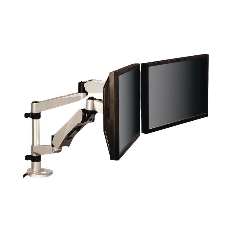 Silver Adjustable Dual Monitor Desk Mount Kit