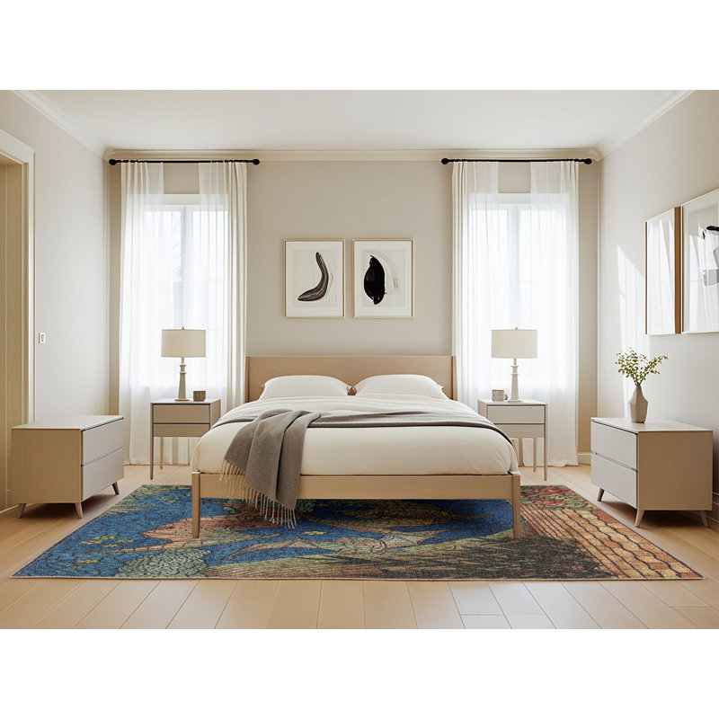 Tapis bleu / brun, Rectangle 5 pi x 8 pi