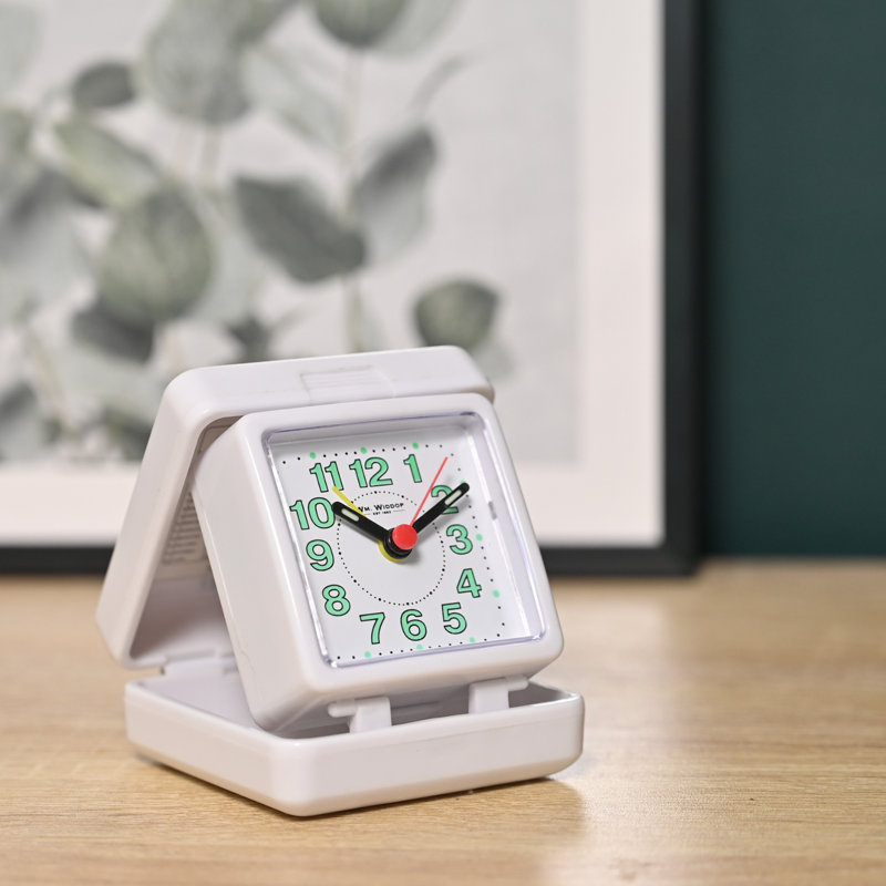 Analog Battery-Operated Alarm Tabletop Clock, White/Green/Black/Red