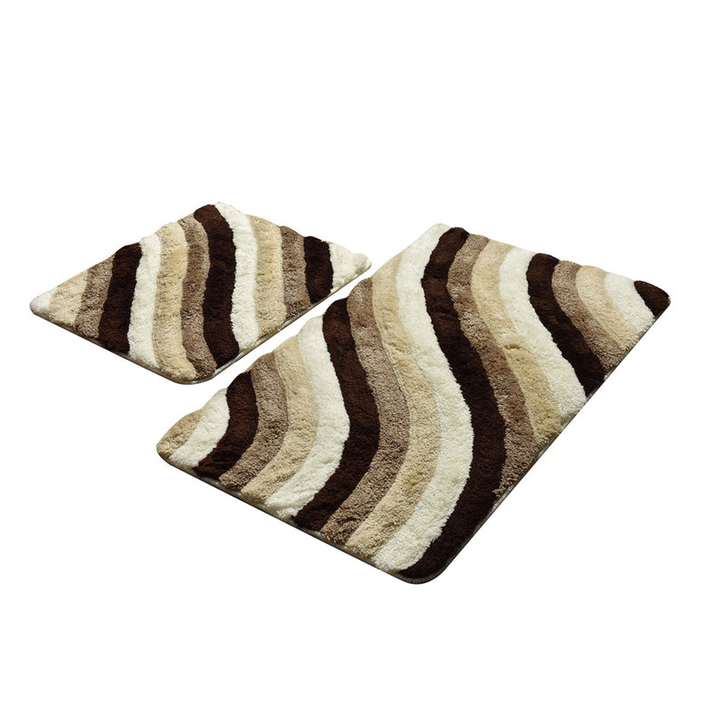 Ensemble de 2 tapis de bain Caulkins, Brun / blanc