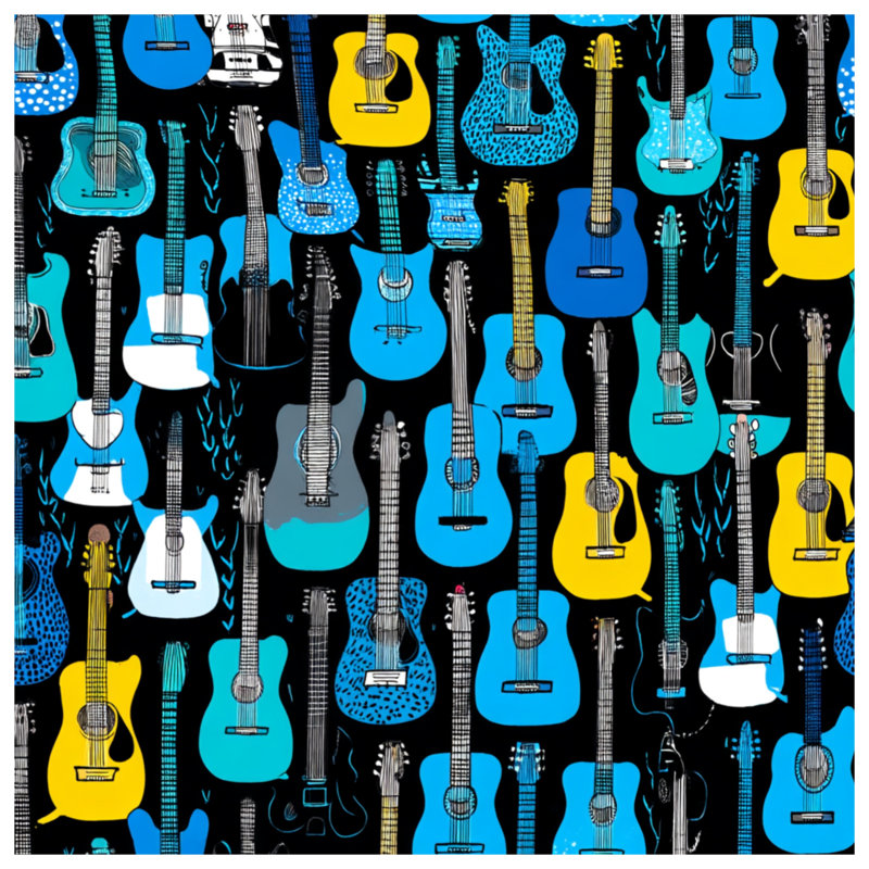 Rideau de douche Guitars - Musique salle de bain éclectique, 70in W x 72in H