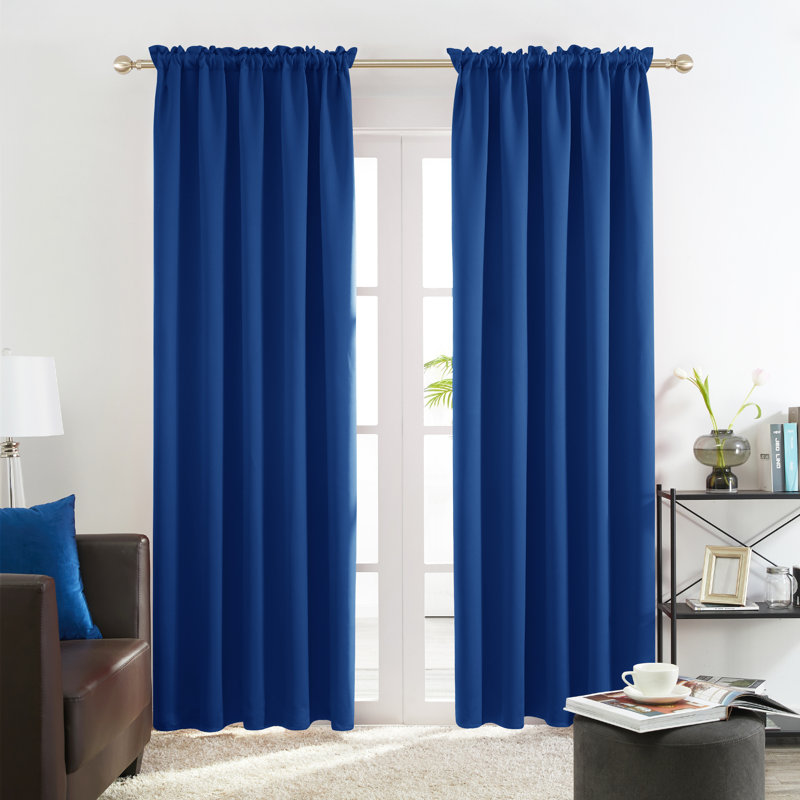 Harlowe Room Darkening Curtain Pair, 38" W x 45" L, Royal Blue