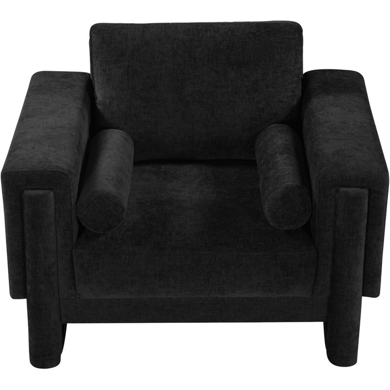 Izziah Upholstered Armchair, Black Chenille Fabric