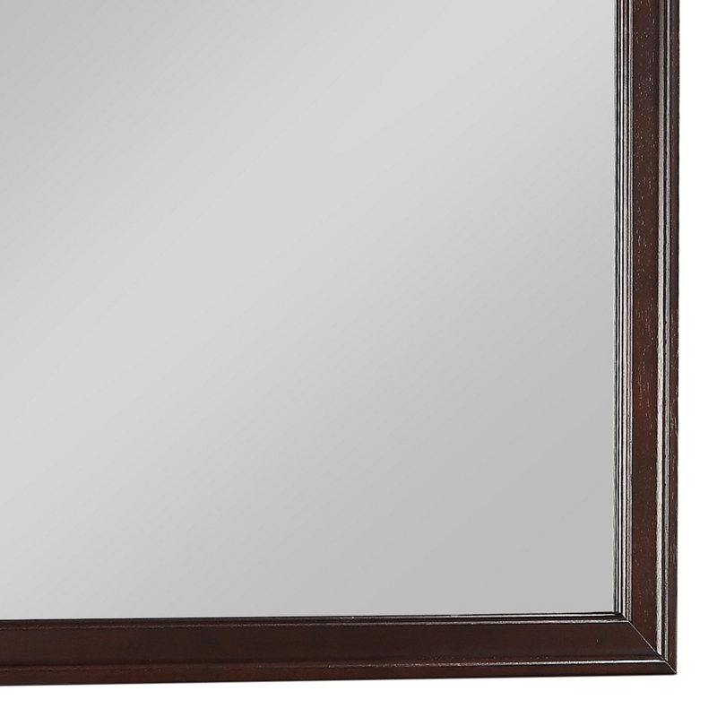 Joicy Wood Wall Mirror, Cherry Brown/Sliver