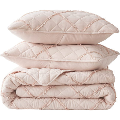 Diamond Ruffle Microfiber Quilt Set