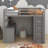 Full Size Loft Bed With Drawers,Desk And Wardrobe-872577853