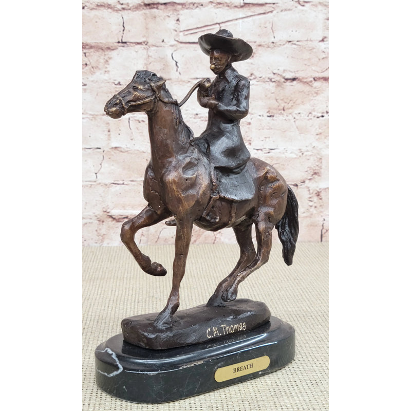 Chevery Breath Frederic Remington Bronze Cowboy Statue Sculpture Western Art 9 Inches X 9 Inches