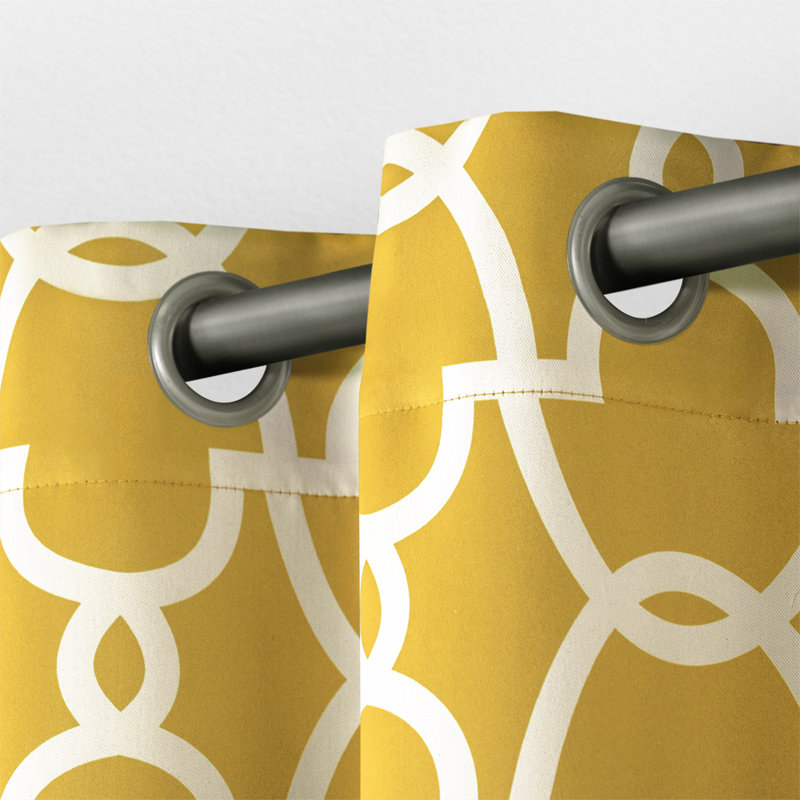 Andish 100% Polyester Room Darkening Curtain Pair, Yellow, 52" W x 63" L