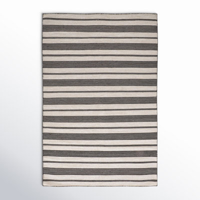 Perci Abstract Handmade Flatweave Area Rug in Noir Black