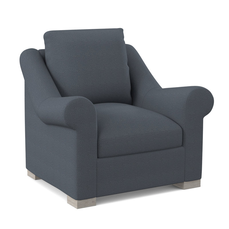 Canyon Sunbrella® and Boucle Armchair, Venice Navy 100% Polyester, Bisque