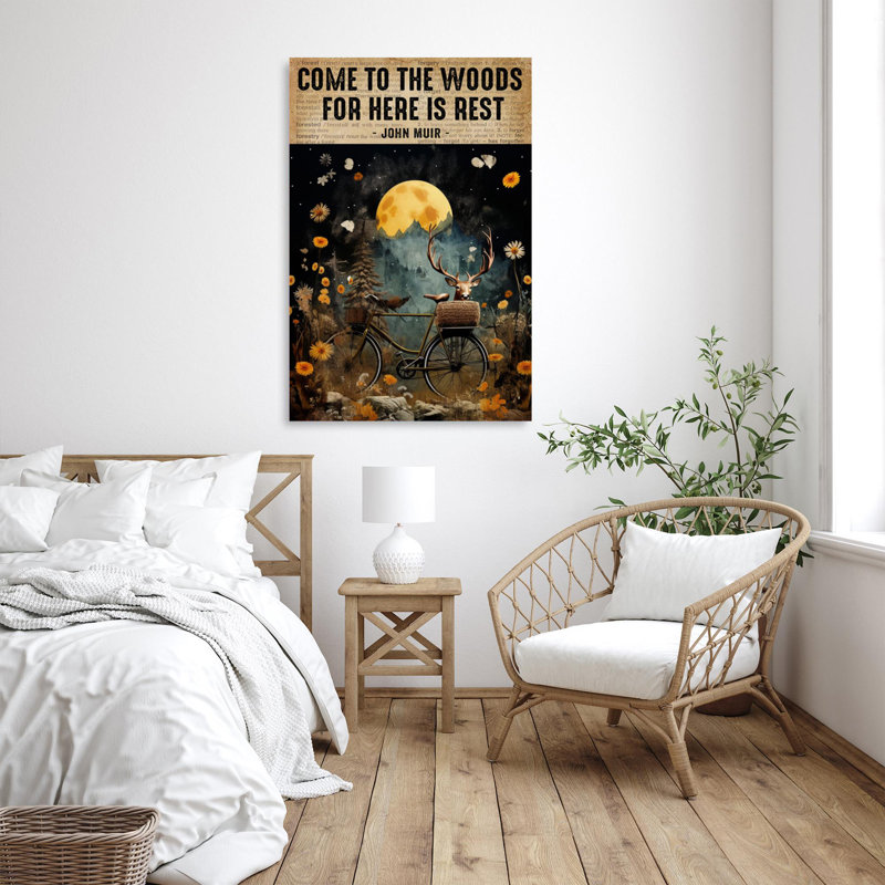 Come To The Woods - 1 Piece Rectangle Graphic Art Print On Wrapped Canvas, L 24 po x H 36 po