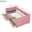 Lit de jour simple en velours côtelé rose et deux tiroirs, structure en lattes de bois, volume de rangement accru, sommier sans base robuste, compartiment spacieux-9972638