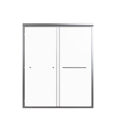56"-60"W*72" H Semi-Frameless Double Sliding Shower Door, Bypass Shower Door, 1/4" (6Mm) Thick SGCC Tempered Glass Door