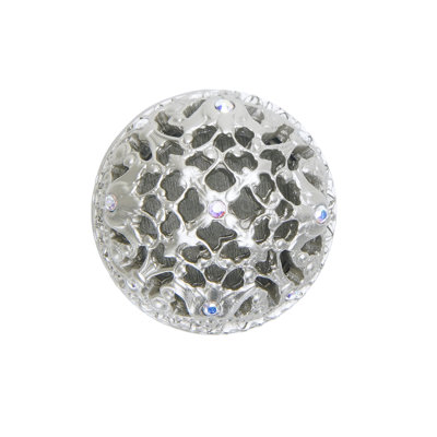 Juliane Grace large full round knob with crystal banding decorated with Swarovski crystals in finish Satin Nickel