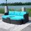 Chaise longue d'extérieur 5 pièces en osier avec coussins et table Toni-2562885-16132612