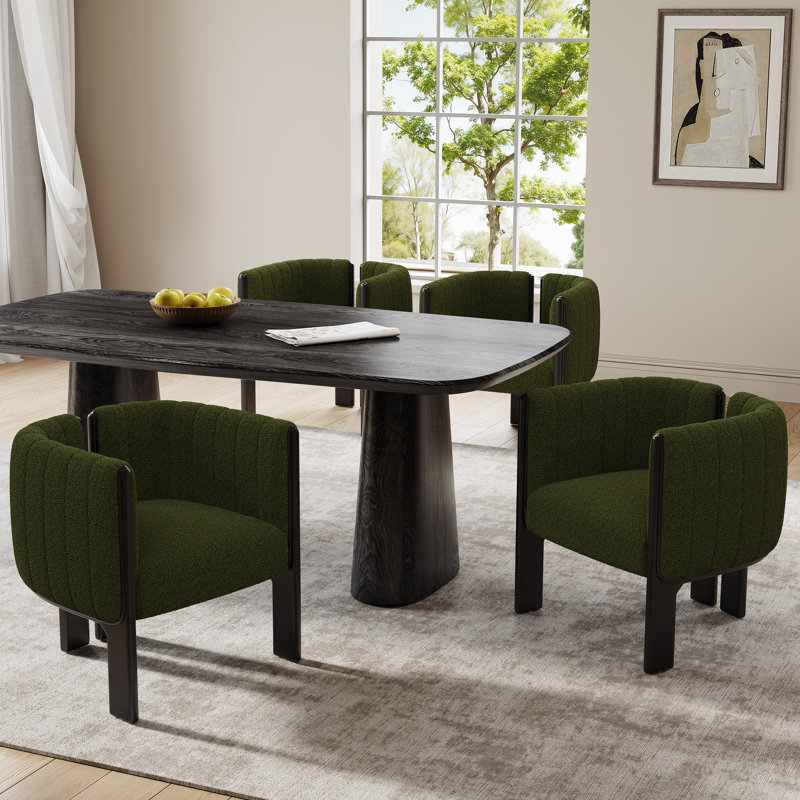 Chaises de salle à manger Aurora, Boucle vert olive / cadre noir