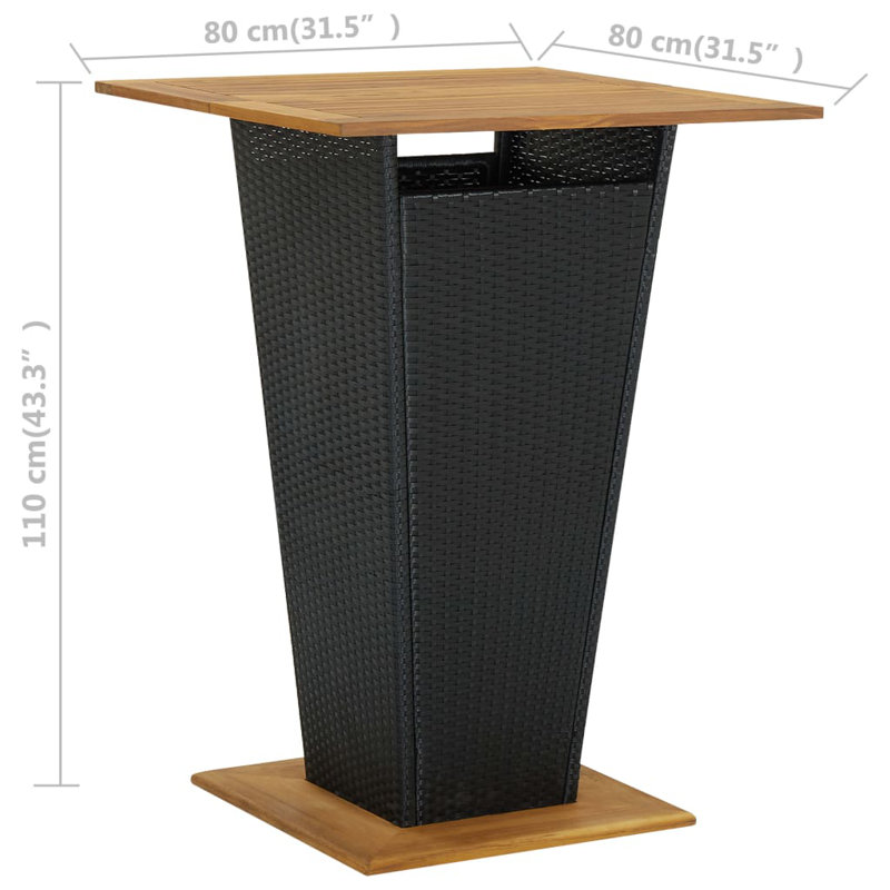 Ershel 4 Seater Rattan Conversation Set, Black