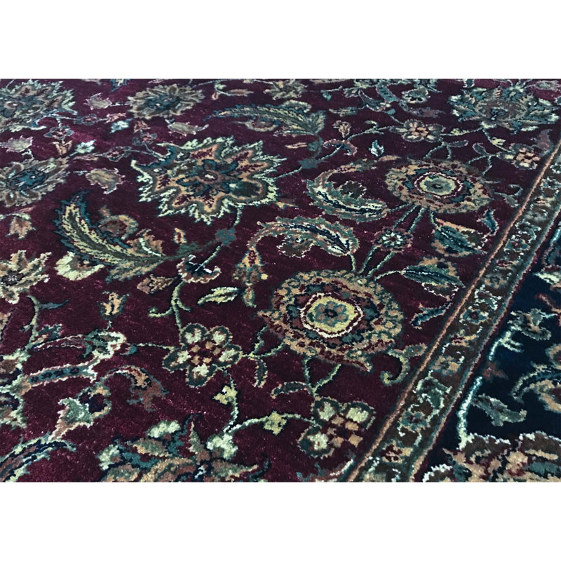 Sona Wool Oriental Area Rug in Red/Navy