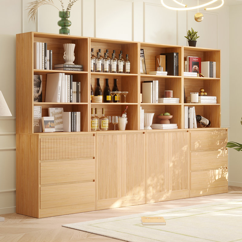 Latitude Run® 71" H X 94.5" W Bookcase Cabinet With Open Shelves ...