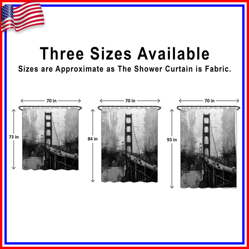 Rideaux de douche Golden Gate Bridge, L 70 po x H 72 po