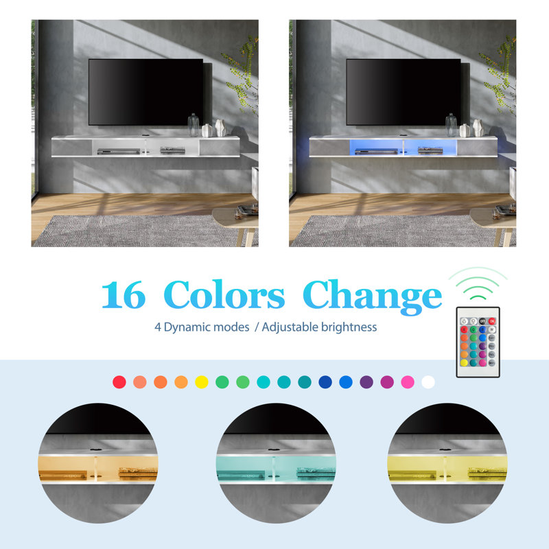 Meuble audio-vidéo Doaa, Blanc / gris, H 7,1 po x l 70,5 po x P 11,8 po