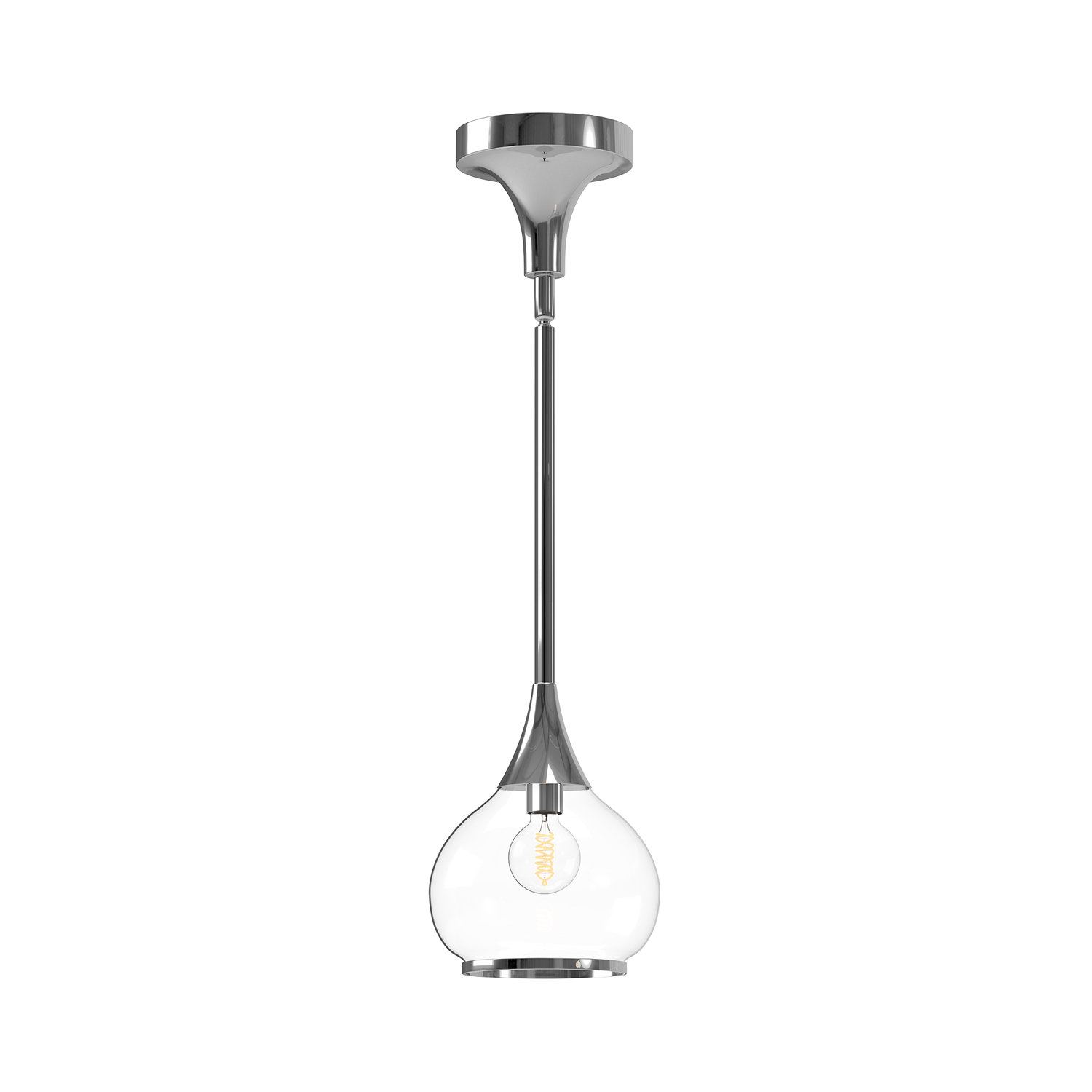 Nieve Single Light Glass Pendant, Clear, Chrome
