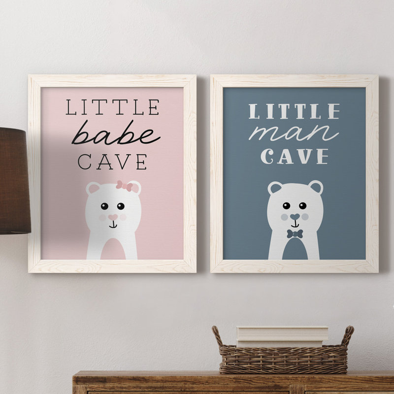 «Little Babe Cave», ensemble de 2 impressions, Toile blanche encadrée, Pas de tapis, H 20 po x l 17 po x P 1 po