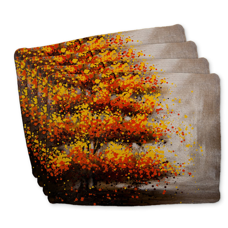 Dotted Tree Braided Polyester Placemats Set of 4 - Home Decor