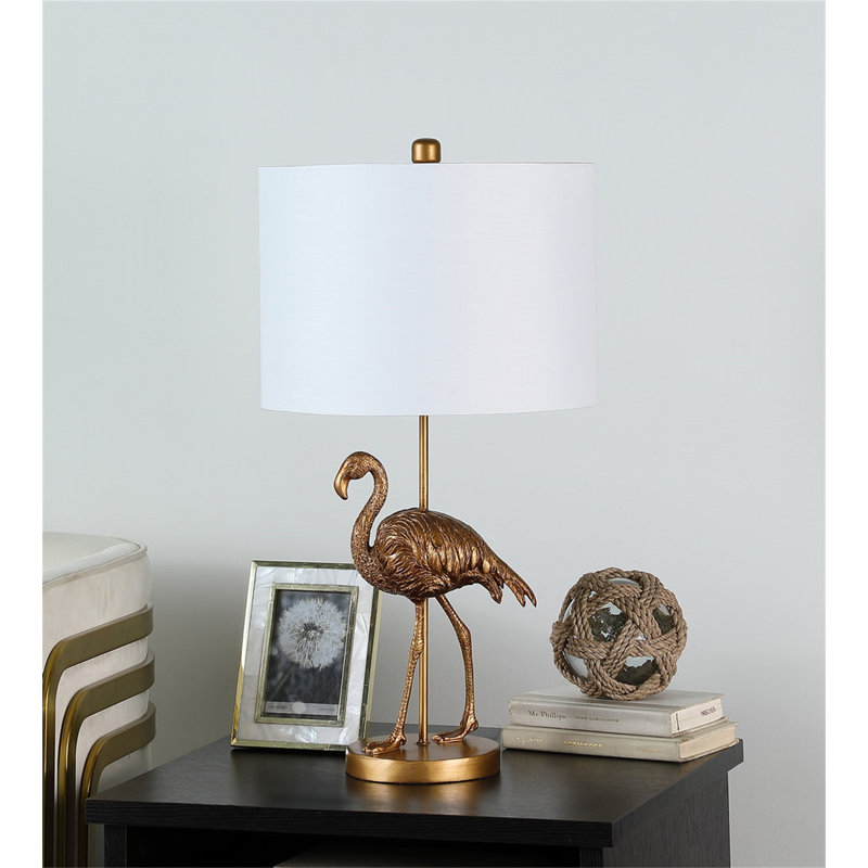 Lampe de table 26 po en résine flamant doré mat