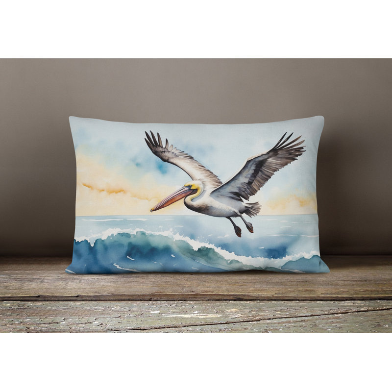 Pelican Soaring Throw Pillow, Rectangle 12"H x 16"W