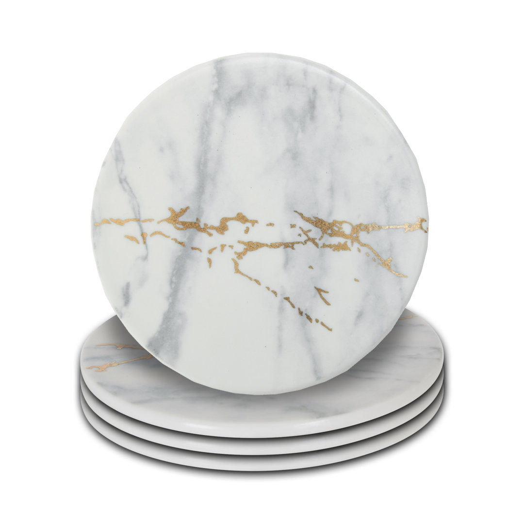 Marble Round 4 Piece Coaster Set