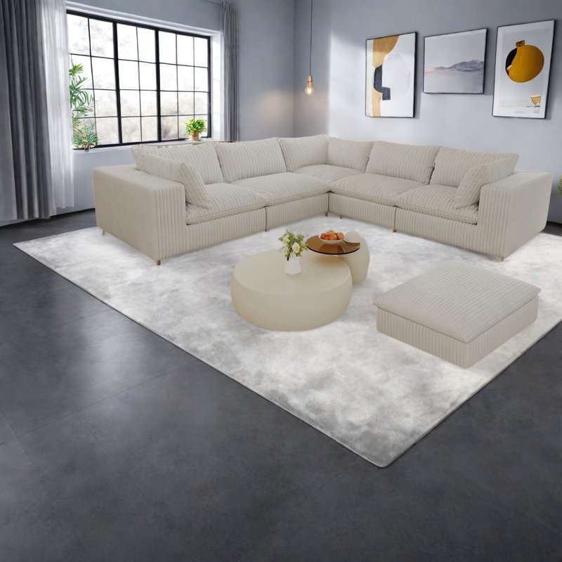 Versatile Cloud Sofas, White Fabric, Spacious Design For Home And Office