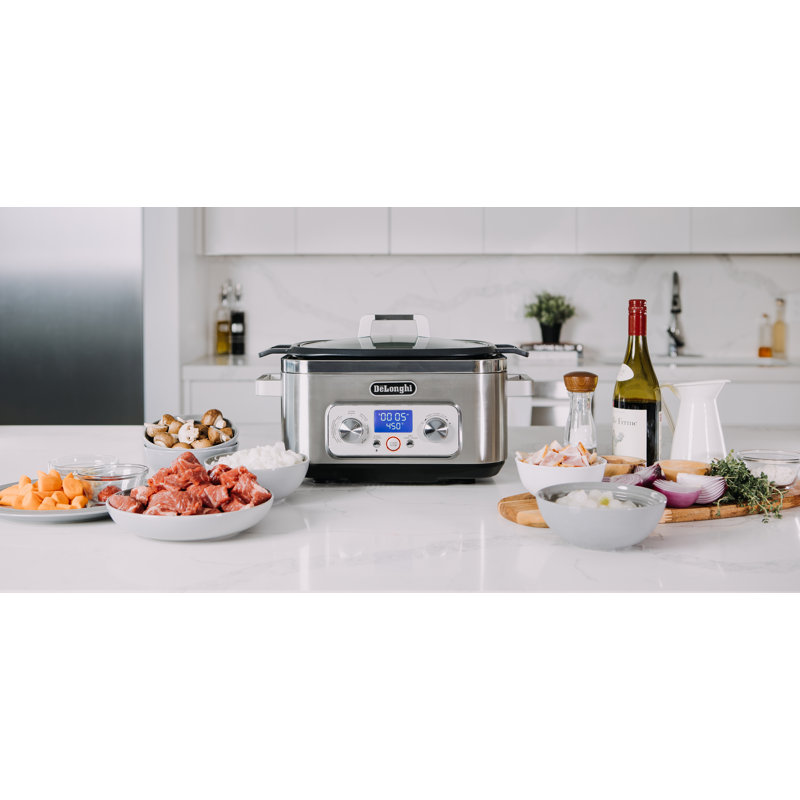 De'Longhi Livenza Multi-Cooker, Stainless Steel - 6 qt - Crock Pot Slow Cooker