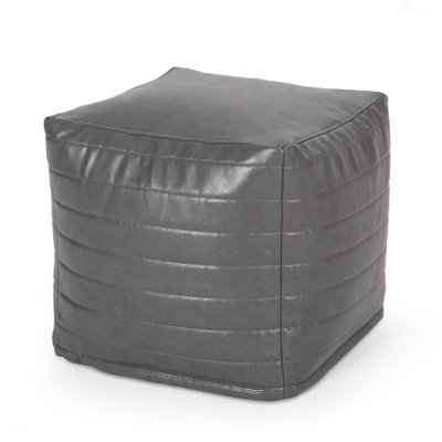 Candy Contemporary Faux Leather Suqare Pouf, Caramel