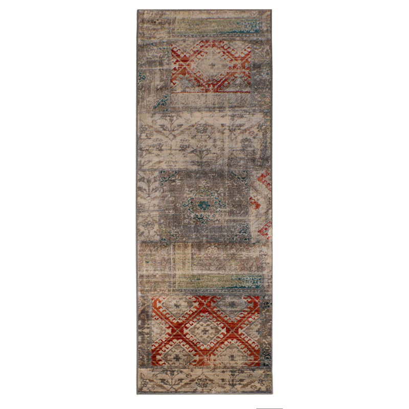 Nanaakua 100% Polypropylene Modern Distressed Patchwork Indoor Area Rug, Rectangle 8' x 10'