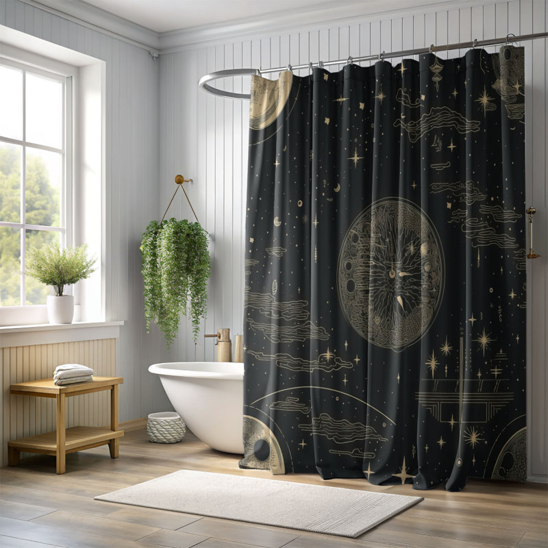 Adryn Abstract Shower Curtain, 74"H x 71"W