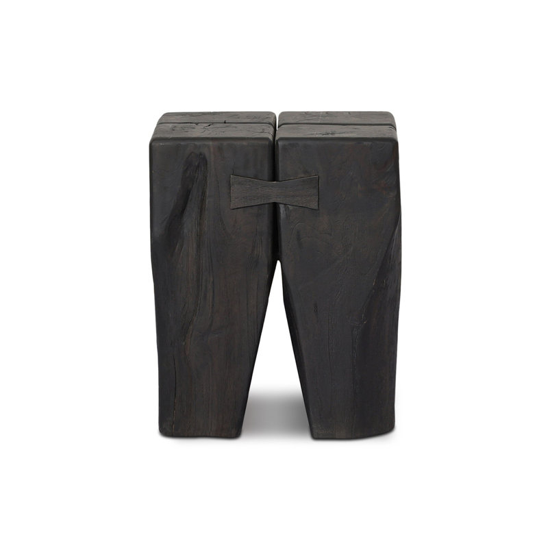 Oshan Outdoor Square Teak Side Table, Stained Black-Teak Root