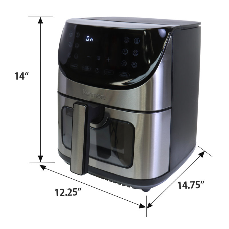 Kenmore 8 Qt Digital Air Fryer with 12 Cooking Presets, Stainless Steel