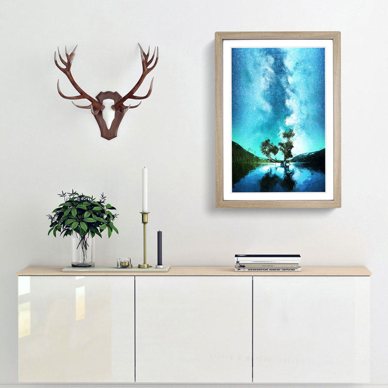 Milky Way Above Washington in Abstract - Picture Frame Graphic Art Print, Oak Framed, 48cm H x 36cm W x 2cm D