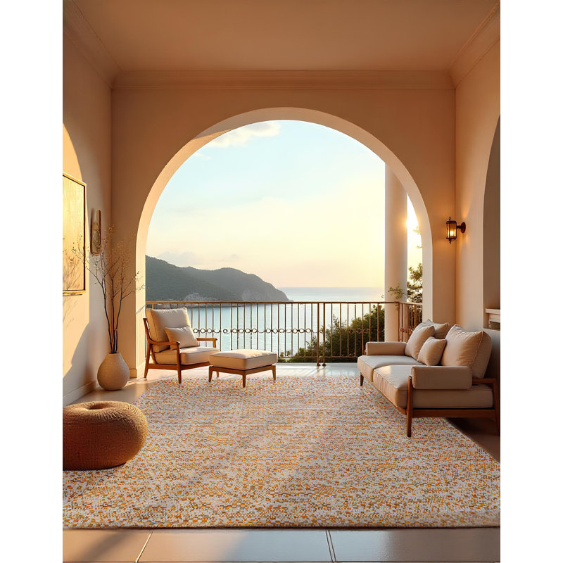 Sharm Rectangle Area Rug in Orange, Rectangle 8' x 10'