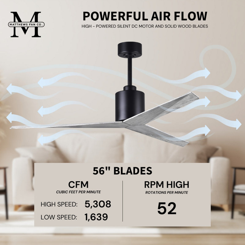 Eliza Outdoor Downrod Ceiling Fan, Barn Wood Tone, Matte Black