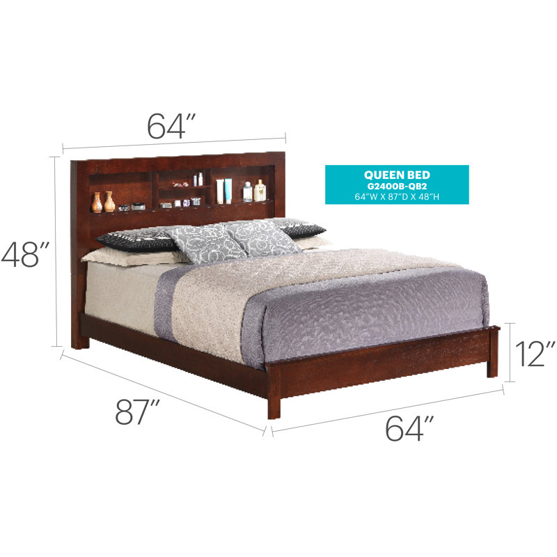 Lisbon Bookcase Bed, Queen, Cherry