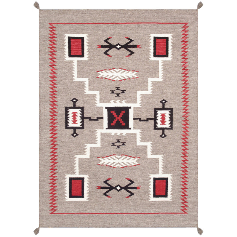 Isabelline Tuscany Collection Reversible Wool Mocha Area Rug- 5' 1'' X 7' 0''