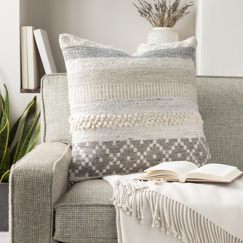 Geometric Wool Blend Throw Pillow, Pillow Cover Only - No Insert