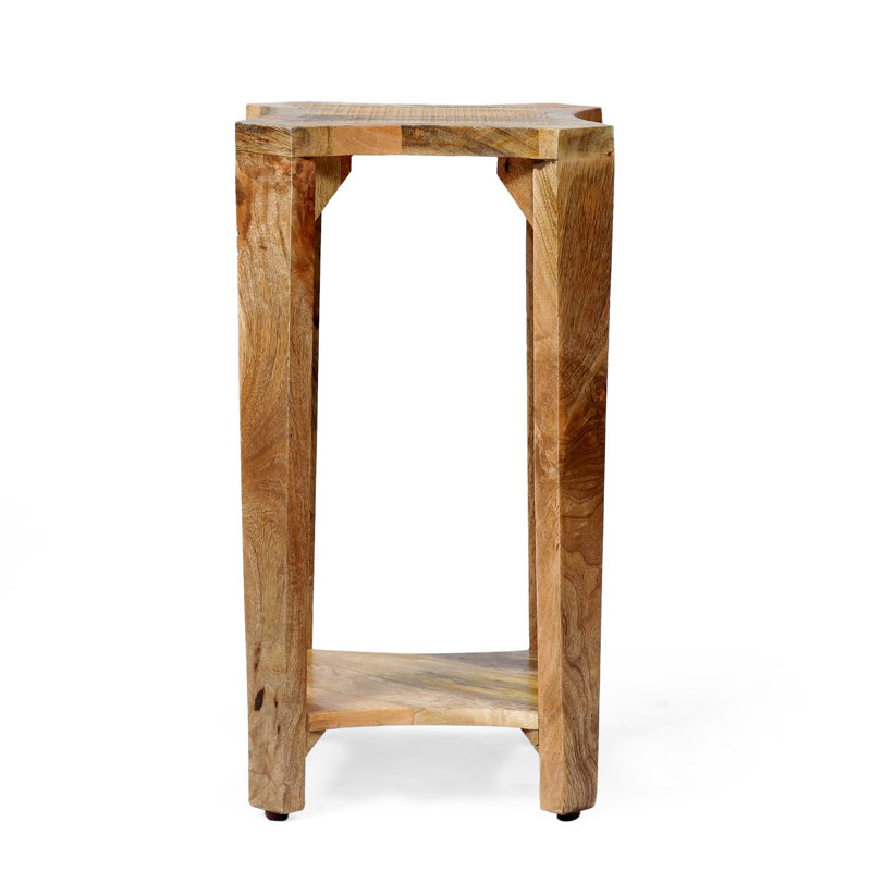 Solid Wood End Table, Black, 1